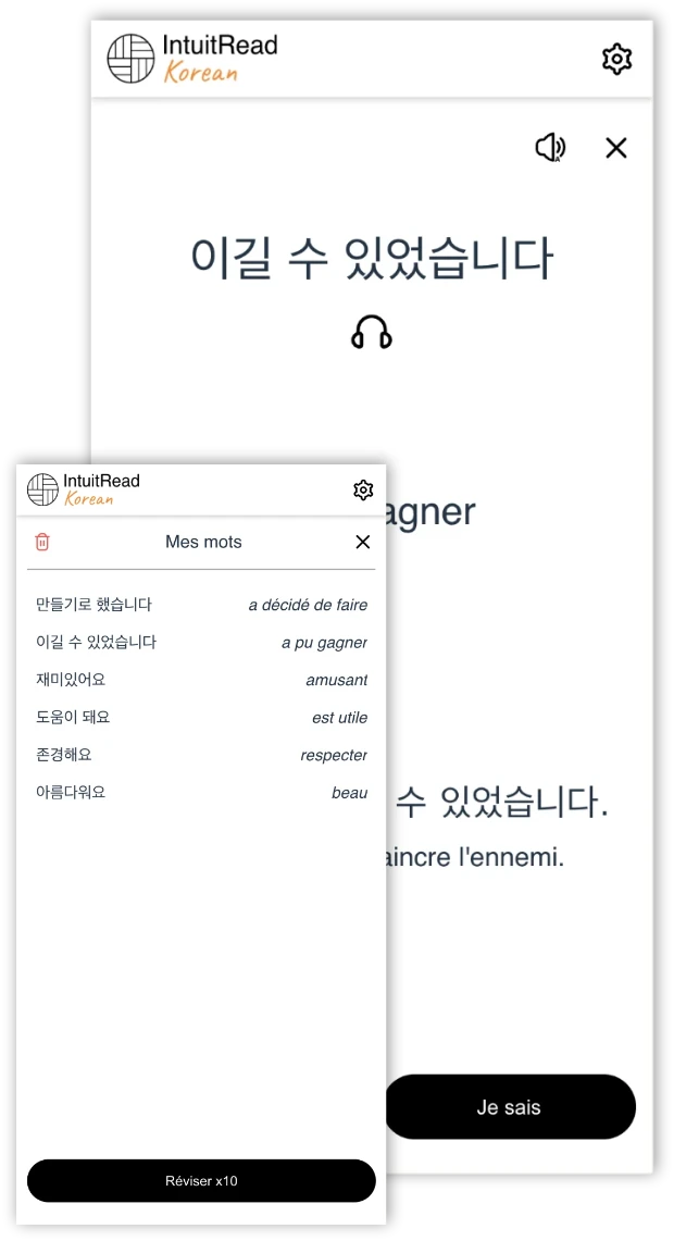 Screenshot of the vocabulary flashcards