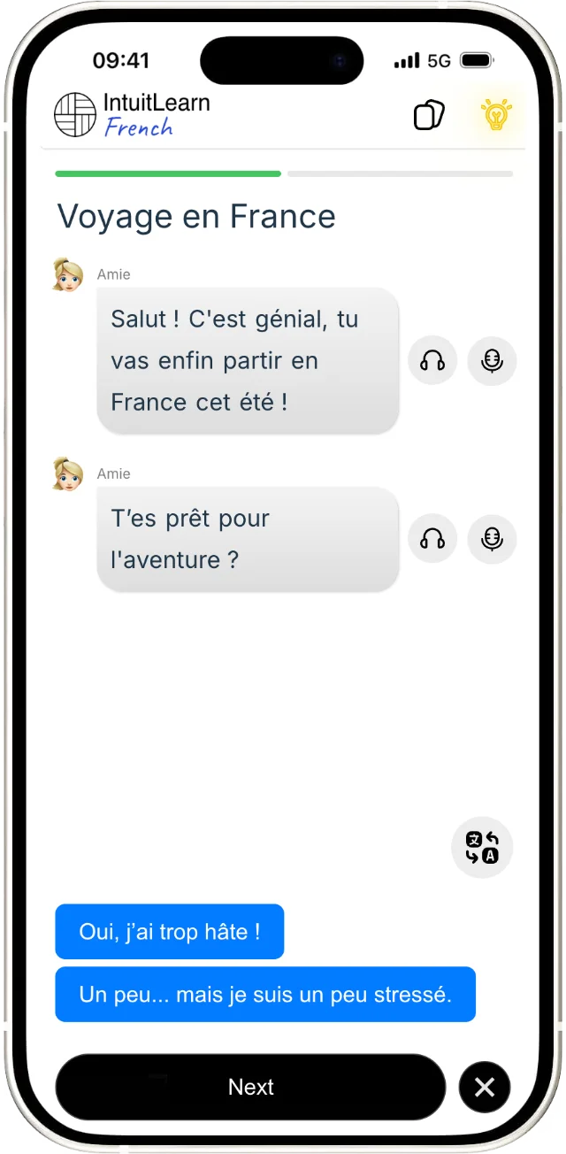 Interactive multiple-choice dialogue screen